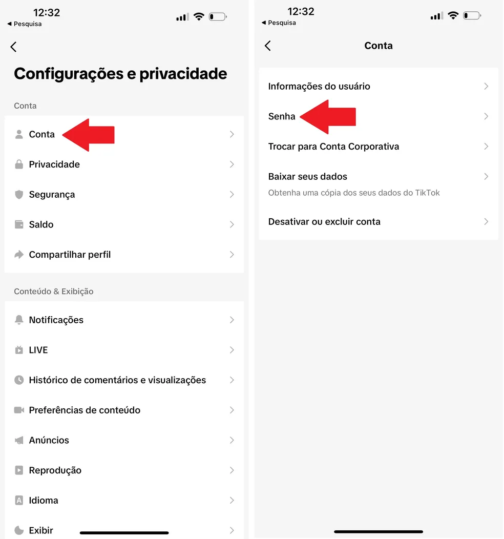 tiktok recuperar a palavra-passe
